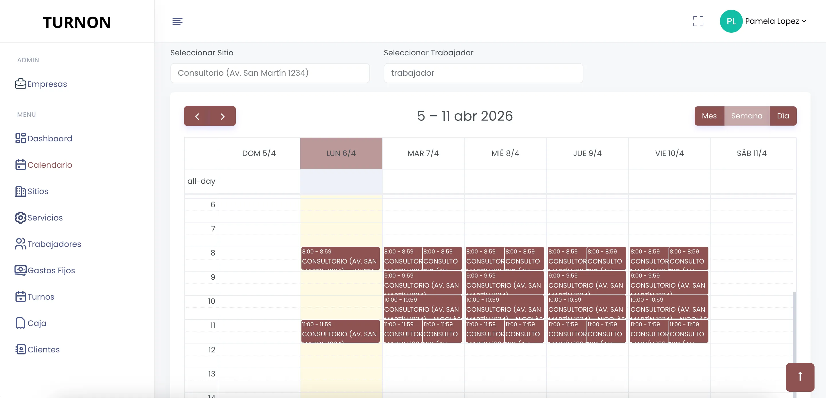 Calendario de Turnos